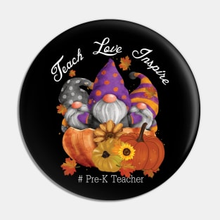 Teach Love Inspire Pre K teacher fall gift Pin