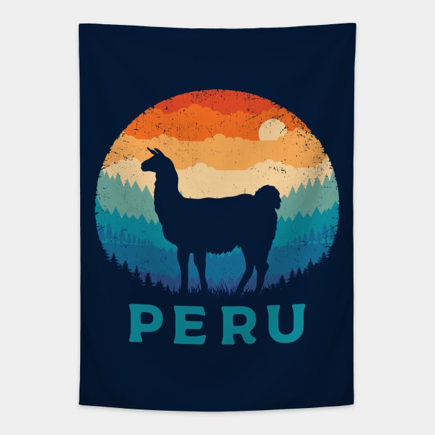 Retro Llama Peru Tapestry by TigerTom