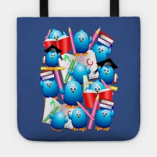 Back to School Cute Blue Birds Tote