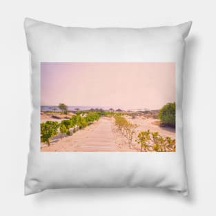 Pathway to the beach in Oman pink version Pillow