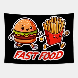 Fast Food Hamburger and French Fries Tapestry