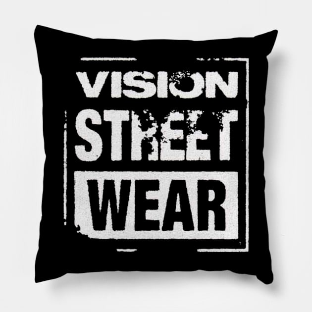 Vision Street Wear Skateboarding Disstresed 1980s Original Aesthetic Tribute 〶 Pillow by Terahertz'Cloth