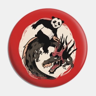 Panda Riding A Dragon Pin