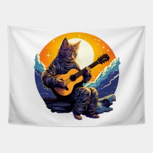 Cat Playing Guitar Funny Cat With Guitar Cute Cat Guitar Tapestry