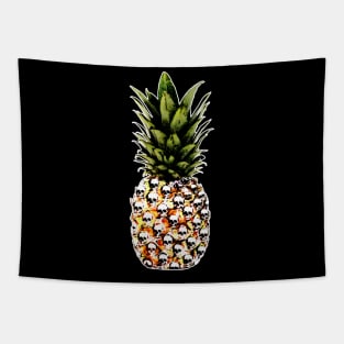 pineapple, fruit,skull, summer, tropical Tapestry