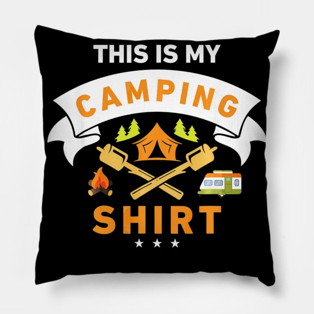 This Is My Camping Shirt Funny Camper T-shirt Pillow by franzaled