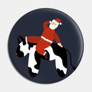 Sexy Santa Claus Riding a Cow Pin