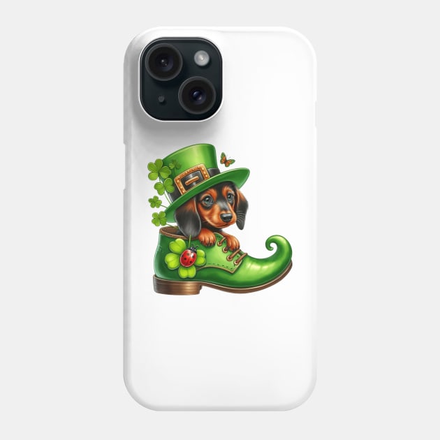 Dachshund Dog Shoes For Patricks Day Phone Case by Chromatic Fusion Studio