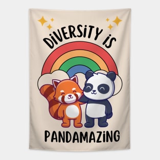 Diversity is pandamazing - cute & funny panda quote for more kindness and tolerance Tapestry