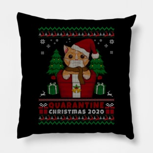 Quarantine Christmas 2020 - cat funny Tshirt Pillow