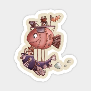 Pirate Steampunk Hot-Air balloon Magnet