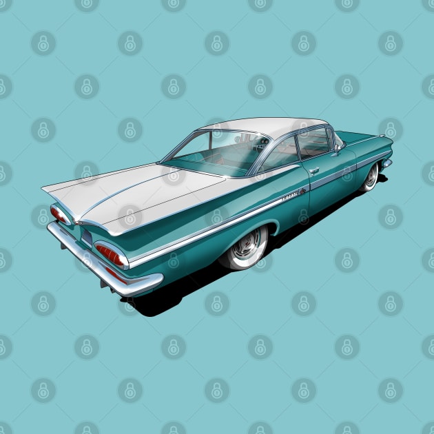 1959 Chevrolet Impala in turquoise and white by candcretro