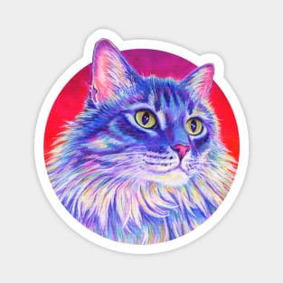 Purple Rainbow Longhair Tabby Cat Magnet