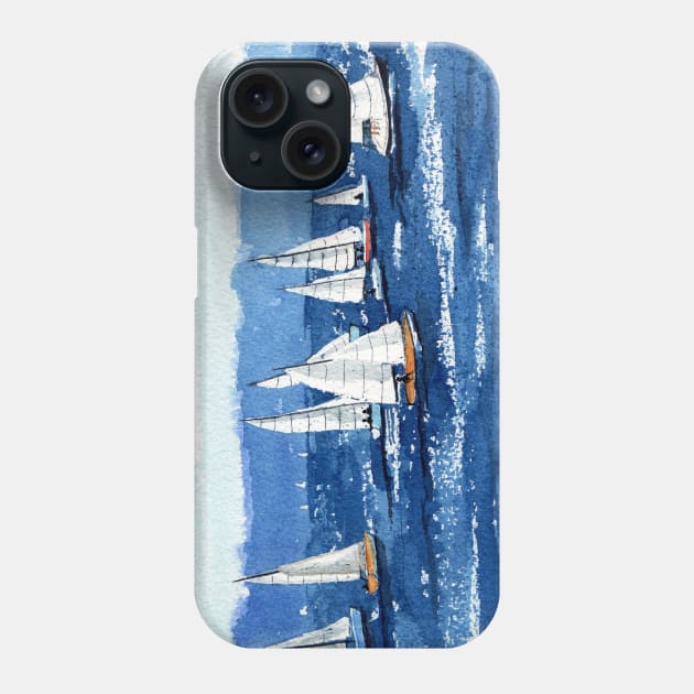 Sailing Regatta Watercolor Painting Phone Case by MMcBuck