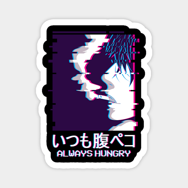 Always Hungry Smoking Anime Boy Vaporwave Magnet by Alex21