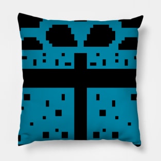 Blue gift box pixel art Pillow