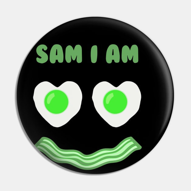 Sam I Am Green Eggs Ham Smile Face Brunch Breakfast Costume Pin by SPERTPATS WARRIOR ONDERDIEL ART