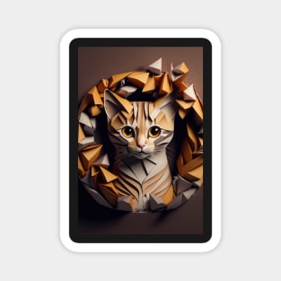 Cool cat portrait Paper art style Magnet