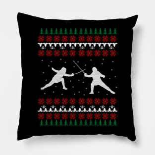 Fencing Ugly Christmas Sweater Gift Ideas Pillow