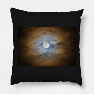 Mystery spooky moon shining through a clouds Pillow