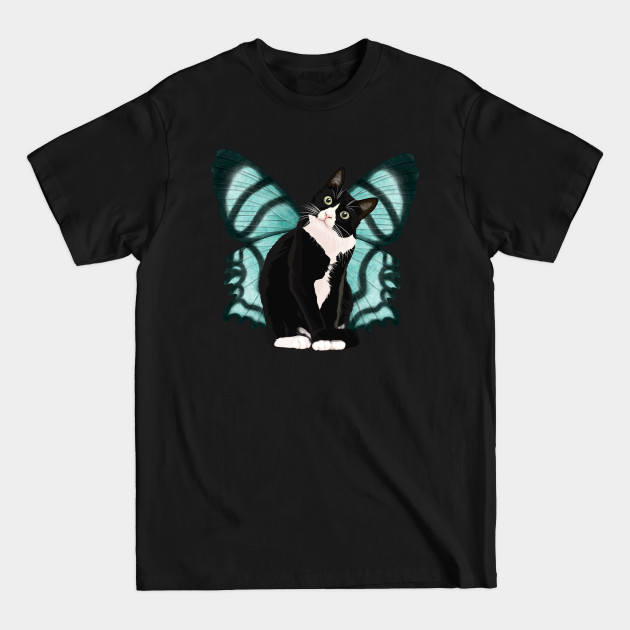 Discover Black Cat With Butterfly Wings Vol.2 - Black Cat Cartoon - T-Shirt