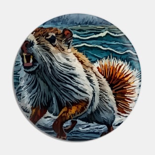 watercolor groundhog walking on water Pin