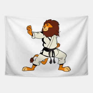 Comic lion does karate Tapestry