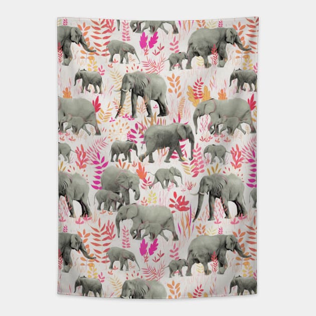 Sweet Elephants in Pink, Orange and Cream Tapestry by micklyn