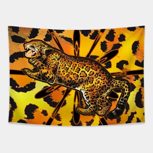 Ounce Jaguar and the colored coat Tapestry