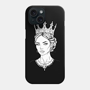 fashionable illustration of a girl in a crown Phone Case