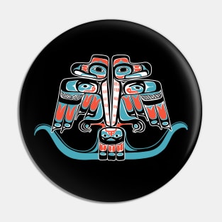 Double Thunderbird, Native American, Haida Tribe Art Pin