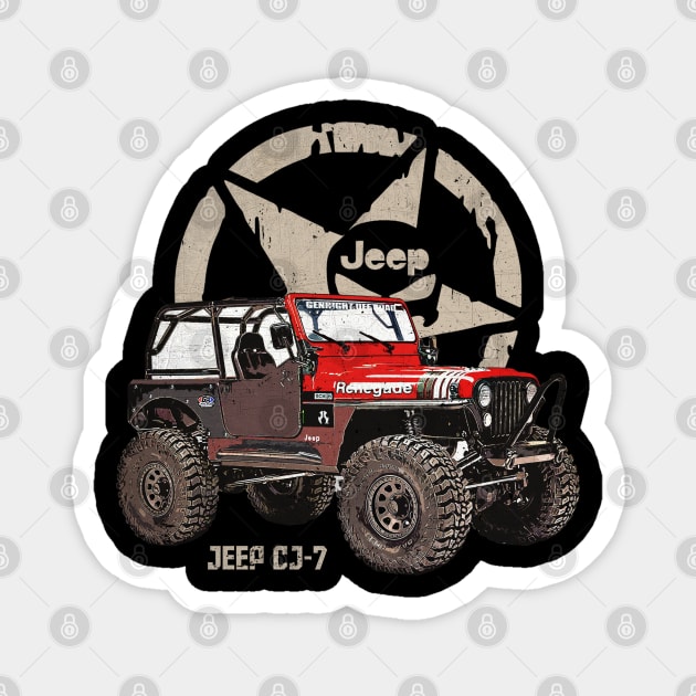 Jeep CJ-7 JEEP White Star Magnet by ElenaBerryDesigns