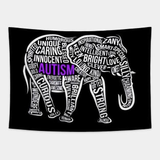 Autism Awareness Elephant Colorful Tapestry