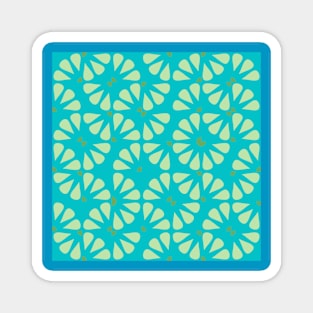 Teal Vintage Checkered Flowers Magnet