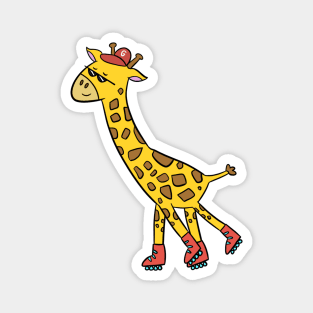 Rollerskater Giraffe Magnet