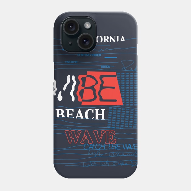 California beach summer Wave typography Phone Case by SSSD