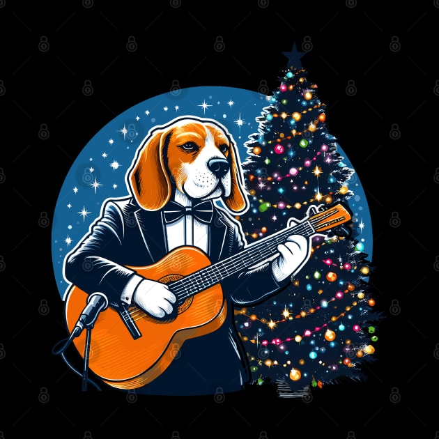 Beagle Playing Guitar Christmas by Graceful Designs