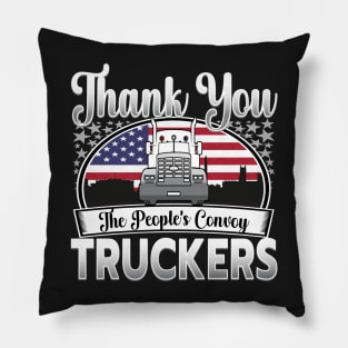 FREEDOM CONVOY - PEOPLES CONVOY US FLAG WASHINGTON DC 2022 SILVER GRAY GRADIENT LETTERS Pillow