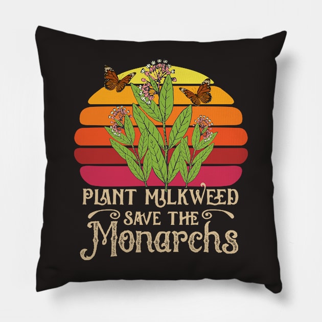 Monarch Butterfly Plant Milkweed Gift Pillow by USProudness