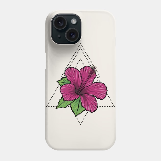 Tropical Hibiscus Flora Dotted Triangle Diamond Phone Case by RadicalChill