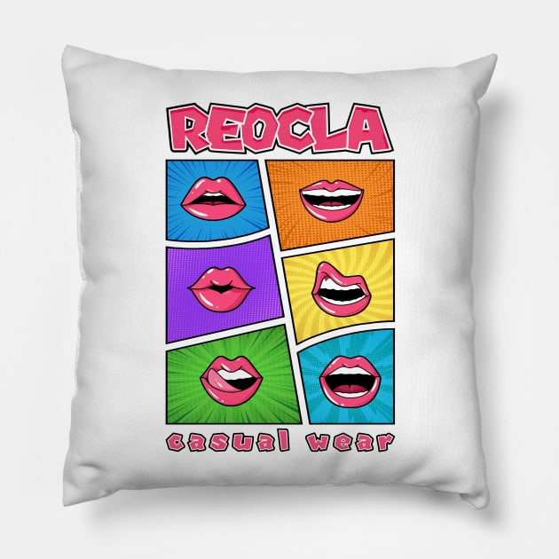 Pop Art Mouth Design Pillow by REOCLA