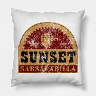 Sunset Sarsaparilla distressed logo Pillow