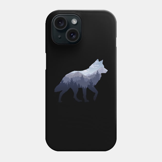 Lone Wolf Survives The Mountain Silhouette Art Phone Case by Wishtopia