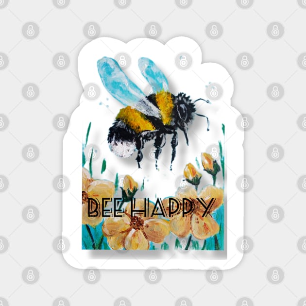 Bee Happy Magnet by Marjansart 