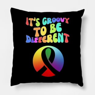 It's Groovy To Be Different Autism Ribbon Pillow