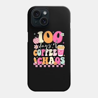 100 Days Of Coffee And Chaos 100Th Day Of School Teacher Kid Phone Case