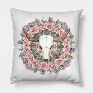 cow skull mandala Pillow