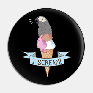 Congo African Grey Ice Cream Parrot Pin