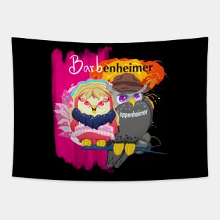 The little black owll in oppenheimer movie and red owl wear barbie dress for Men or Women Kids Boys Girls love owl- barbie bird Tapestry