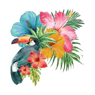 Tropical Toucan in Vibrant Bouquet T-Shirt